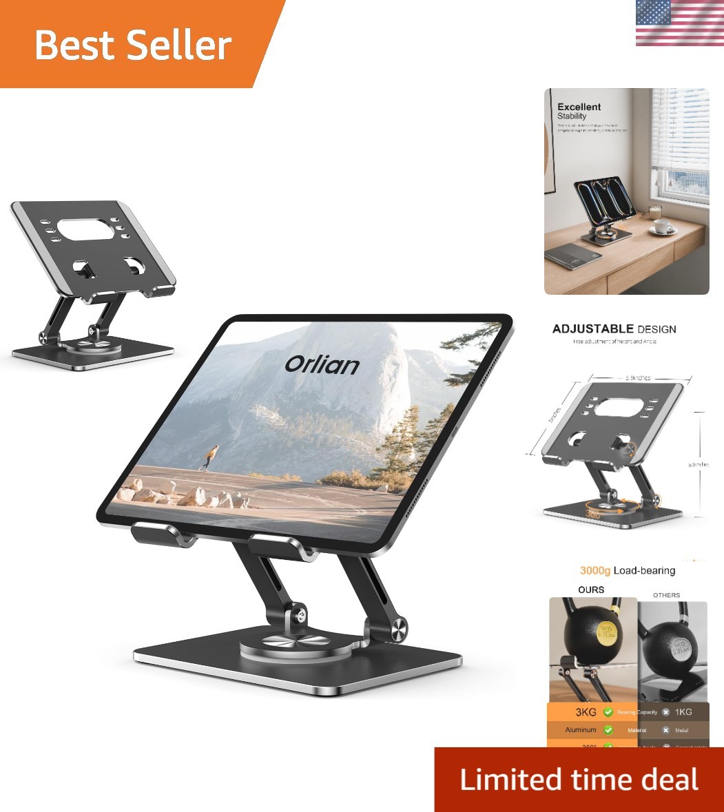 Versatile Adjustable Tablet Stand with 360° Rotation - Portable & Stylish Design