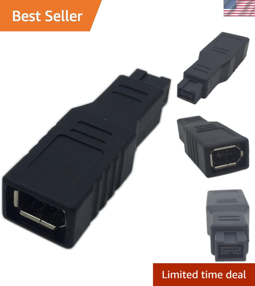 Compact FireWire 1394 Data Transfer Adapter: 400 6Pin Female to 800 9Pin Male
