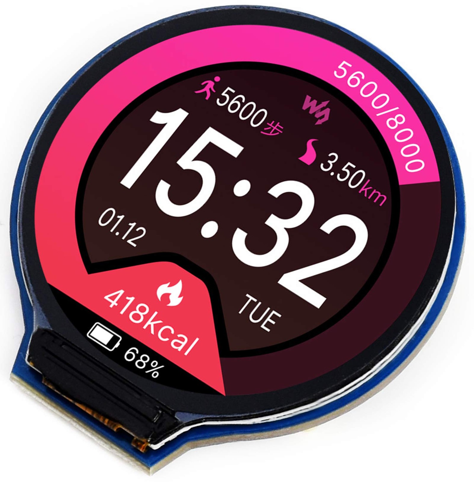Bicool 1.28inch Round LCD IPS Module 240x240 Resolution 65K RGB Colors SPI