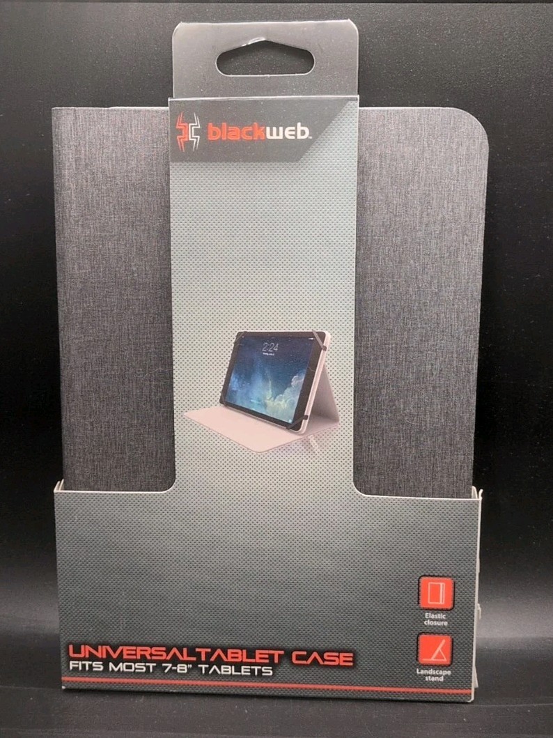 Black Web Universal Tablet Case Fits Most 7-8" Tablets Brand New B418