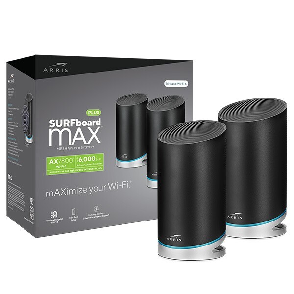 POWERFUL 2 Pack ARRIS SURFboard Max W130 Tri-Band Mesh Wi-Fi 6 Router (AX7800)*