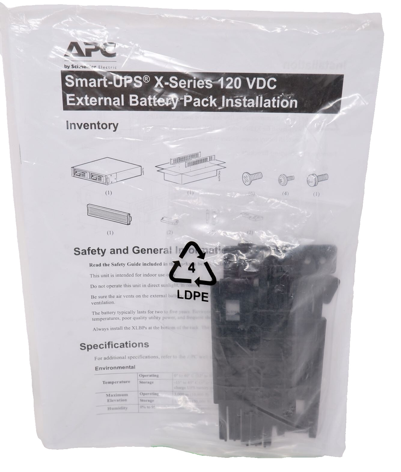 APC ORIGINAL MANUAL FOR X-SERIES 120 EXT BATT PACK SMX120RMBP2U W/BRACKETS - NEW