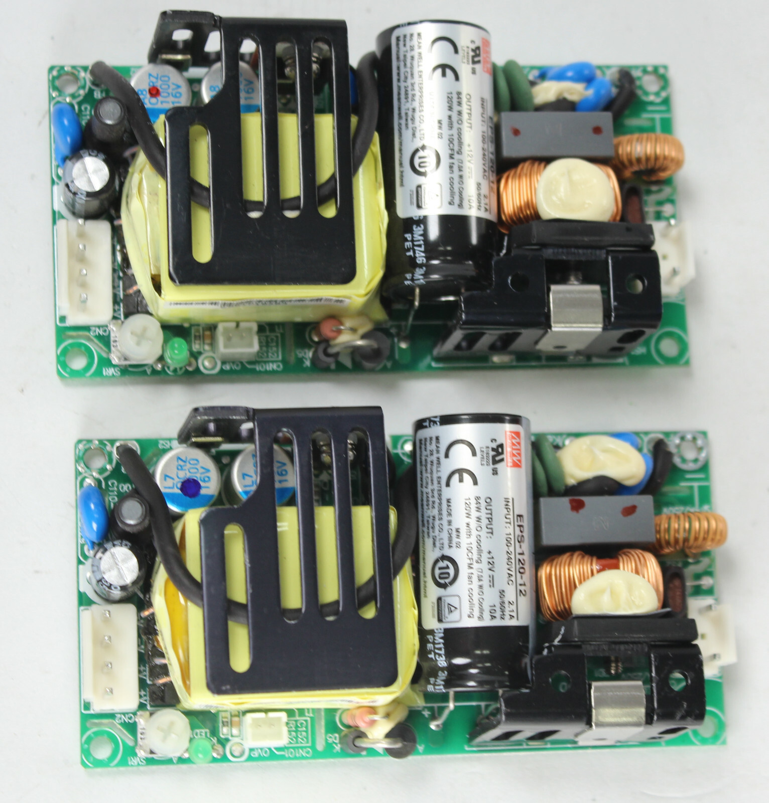 Lot 2 Mean Well EPS-120-12 12Vdc AC/DC Power Supply  Single Output, 4"x2" 12V10A