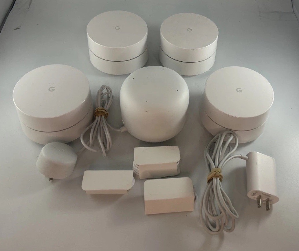 4 Google Nest Wifi A4RAC-1304-25 Mesh Routers &  1 Access Point A4R-H2E Bundle