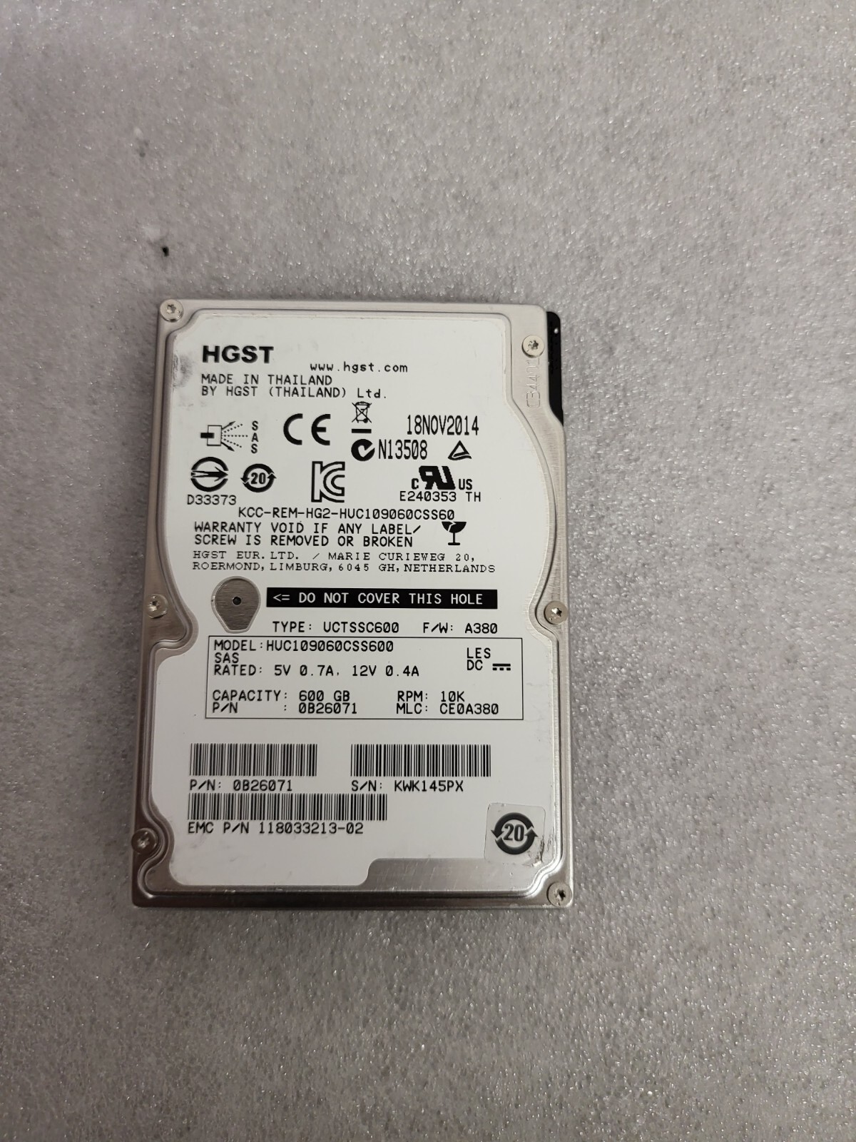 HUC109030CSS600 HITACHI HDD 300GB / 10K / SAS 6G / 2.5" SFF PN:  0B2601