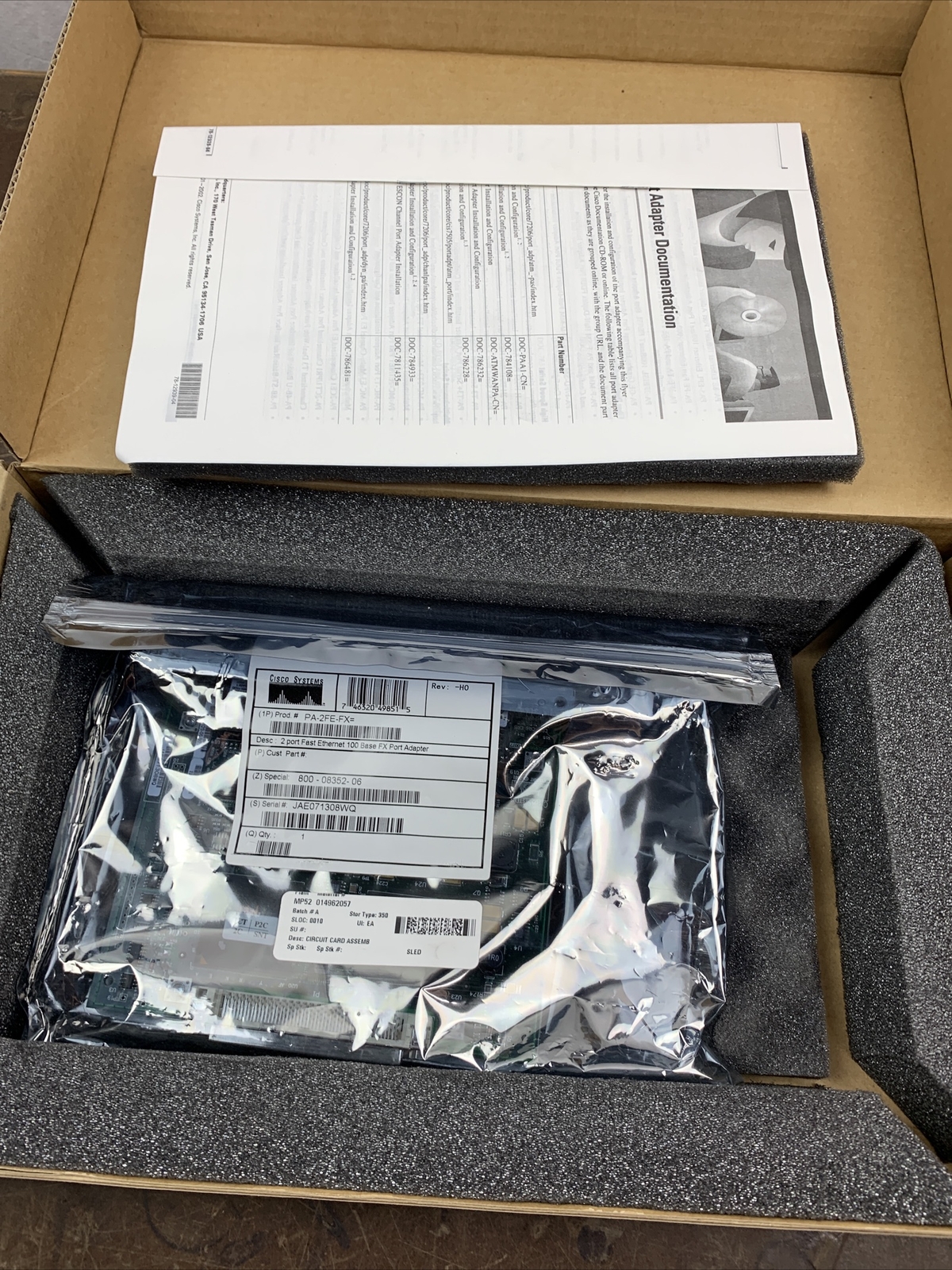 Cisco PA2FE-FX 2 Port Fast Ethernet 100 Base FX Multimode Port Adapter     S3
