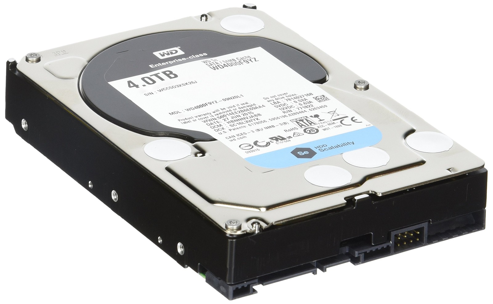 WD SE 4TB Datacenter Hard Disk Drive  7200 RPM SATA 6 Gbs 64MB  WD4000F9 G2U