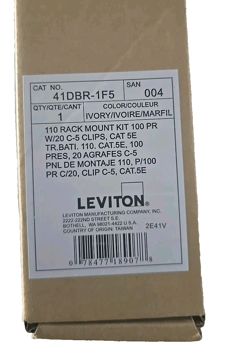 LEVITON 41DBR-1F5 Cat5e 110 RACK MOUNT KIT 100 Pair