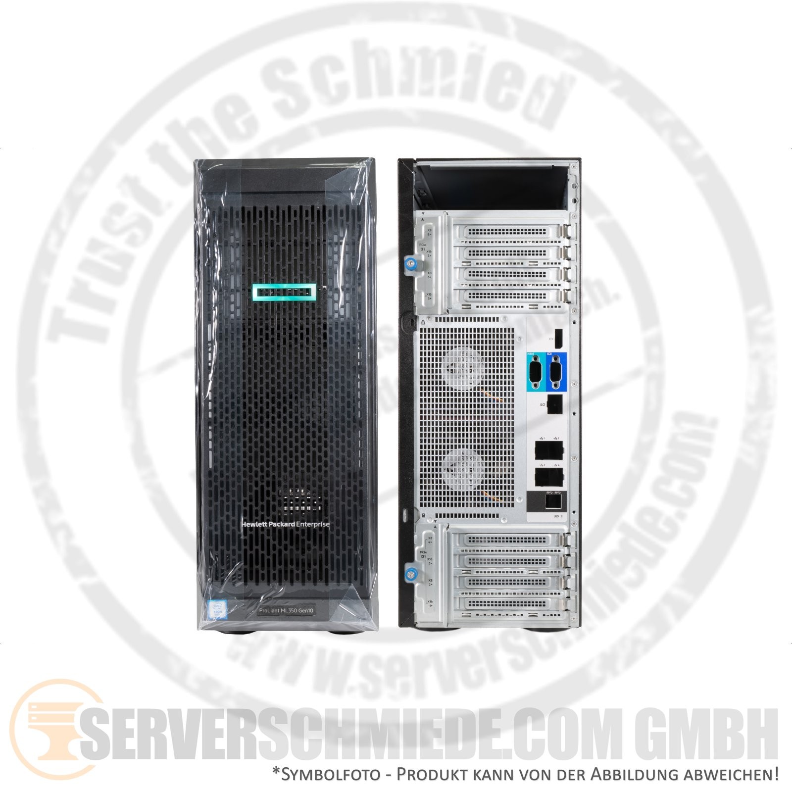 HP ML350 Gen10 tower chassis case within front bezels, air waffle, fans, cov