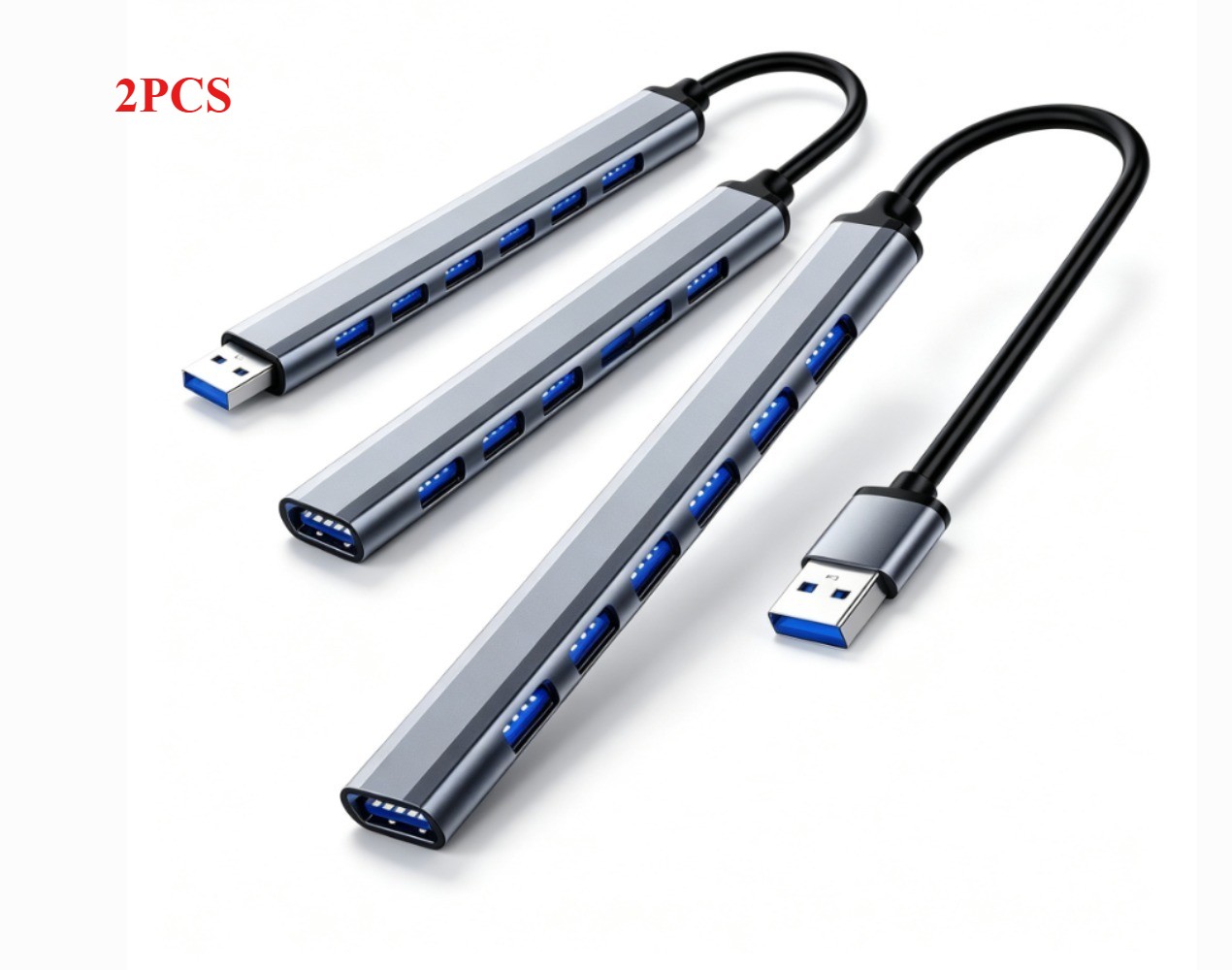 2X 7 Port Powered USB 3.0 Hub High Speed Extension Splitter Adapter for Desktop