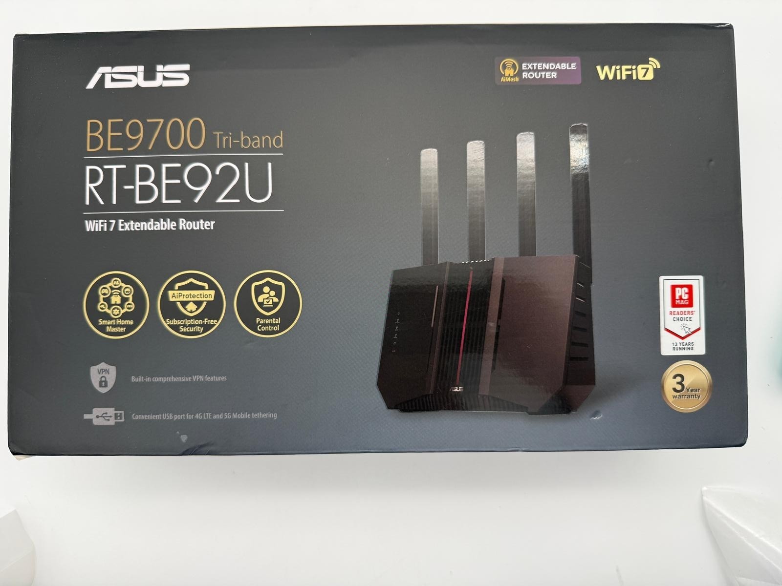 ASUS RT-BE92U BE9700 Tri-Band WiFi 7 Router 10G 2.5G Ethernet Open Box