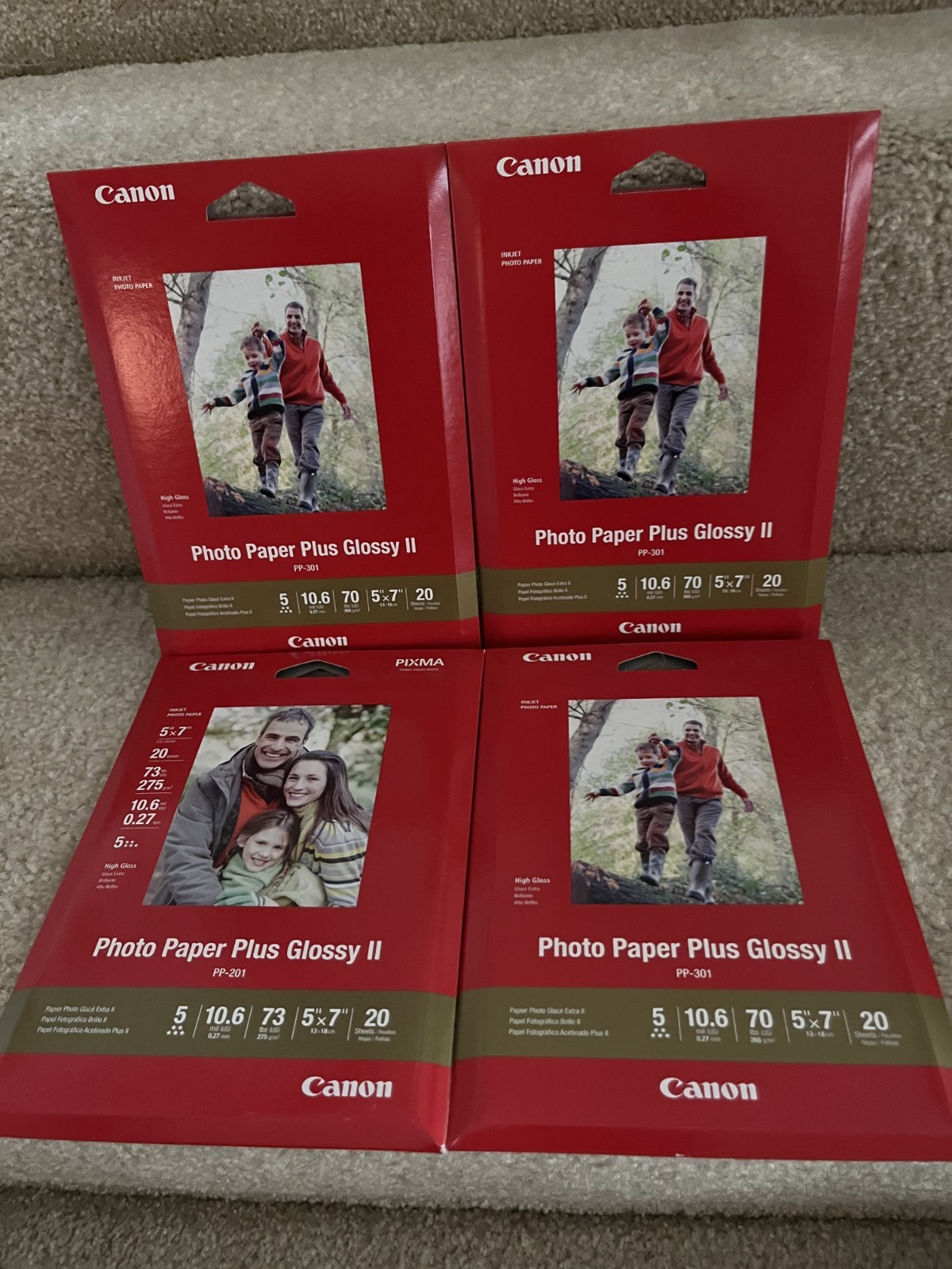NEW Four (4) Packs Canon PIXMA Photo Paper Plus Glossy II 5" X 7" 20 Sheets Each