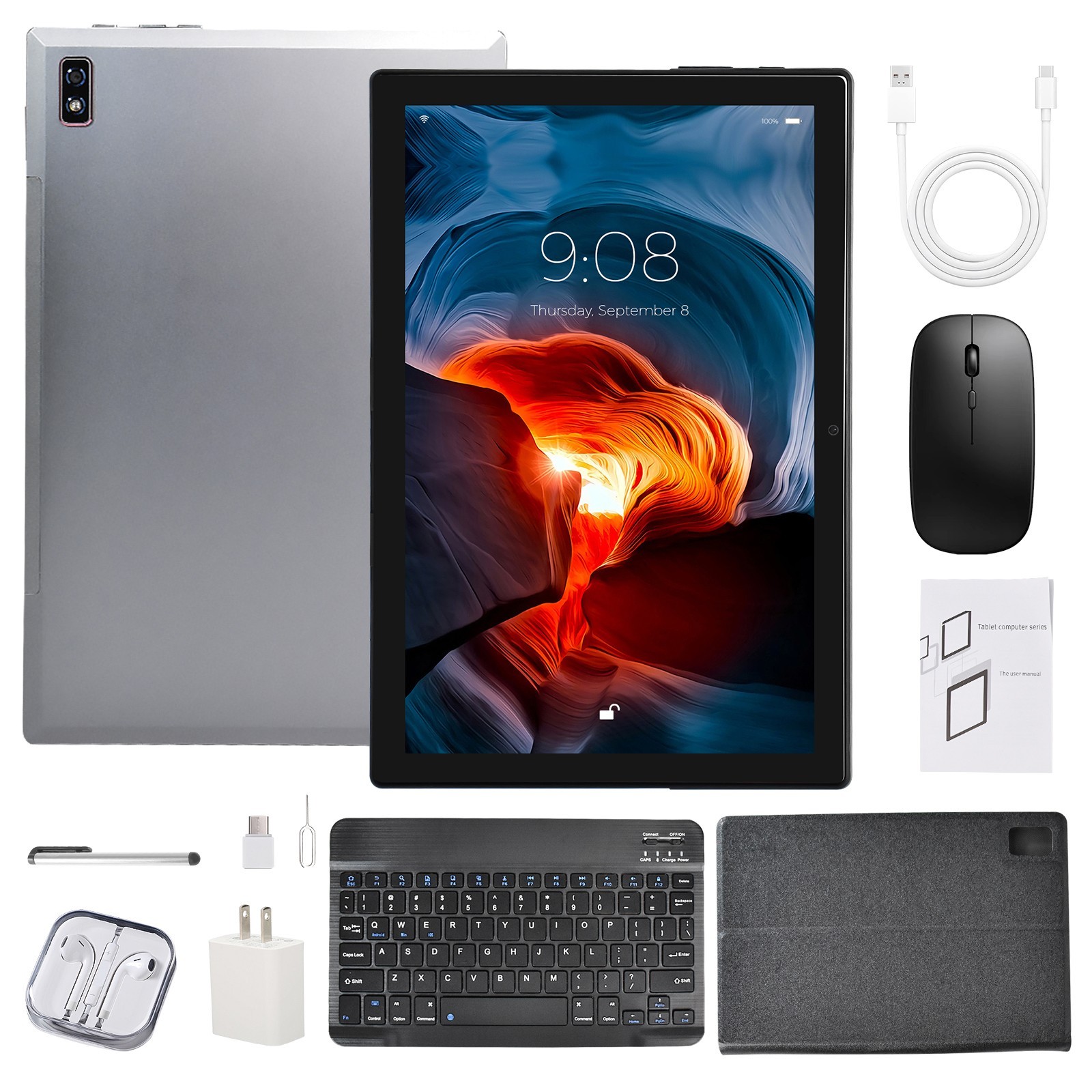 Tablet 10 in Android 11 Deca core 4G Computer PC Wifi Bundle Keyboard Case 128GB