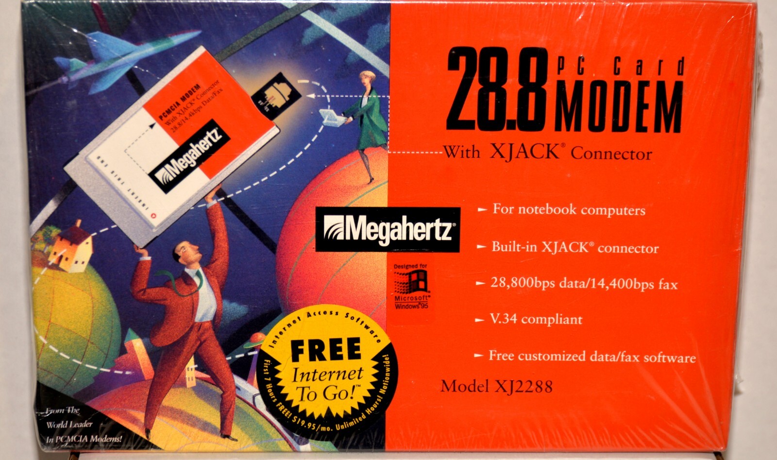 Megahertz 28.8 PC Card Modem with XJACK Connector – Model: XJ2288 - New