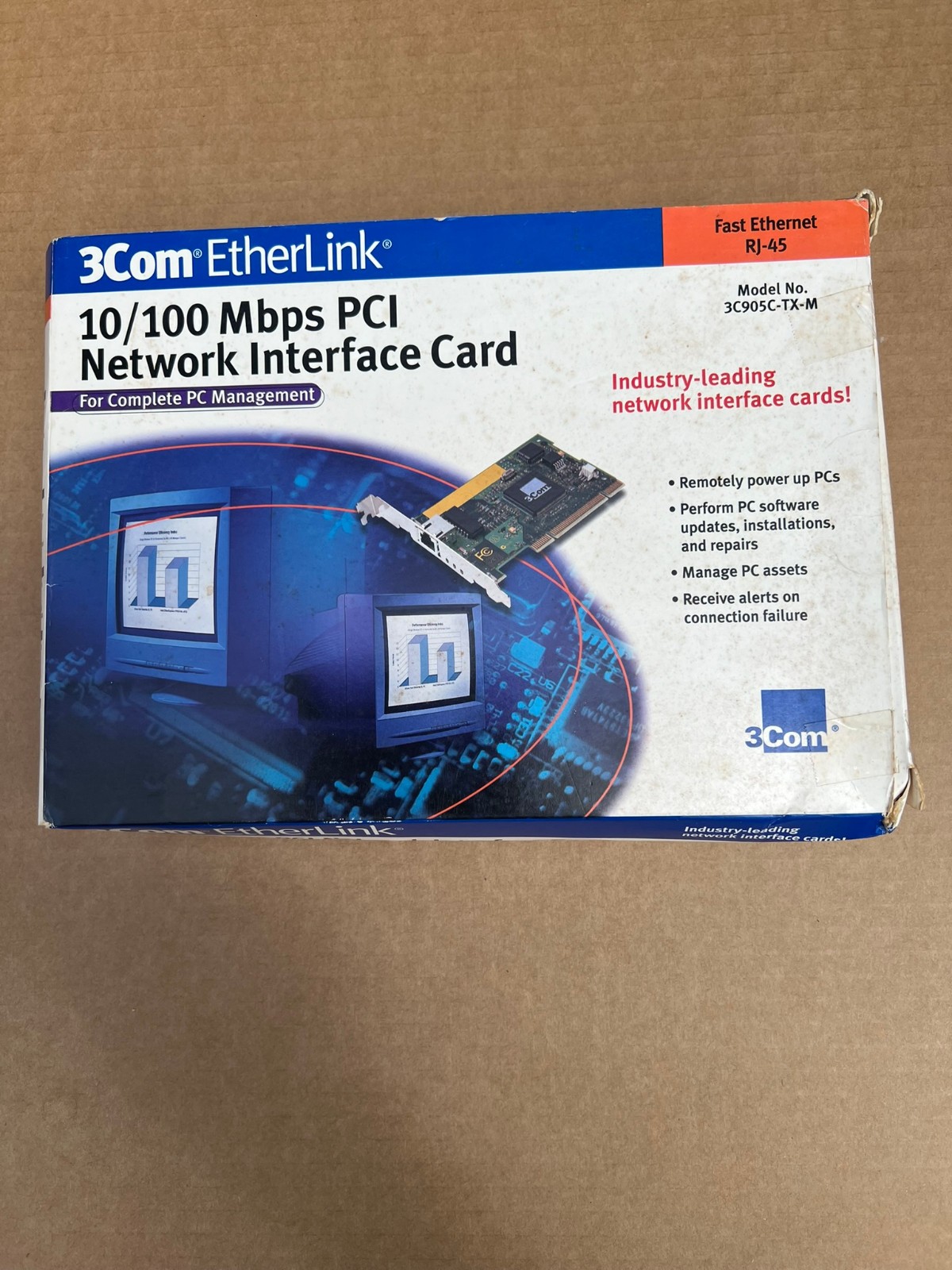 New opened box 3Com Etherlink 10/100Mbps PCI Network Interface Card 3C905C-TX-M