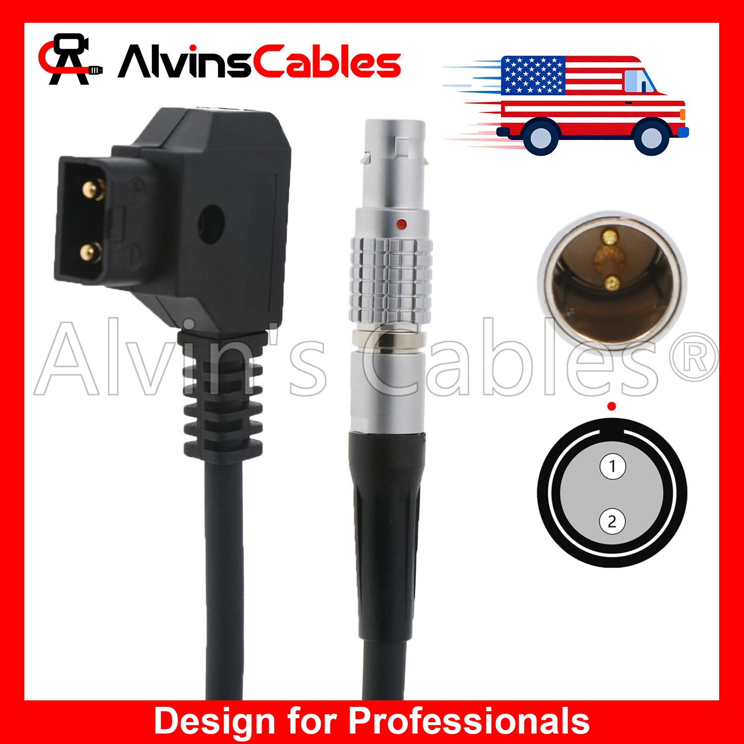 D-Tap to 2 Pin Power Cable for Teradek Bolt SmallHD-702 Monitor Vaxis 1000 45cm