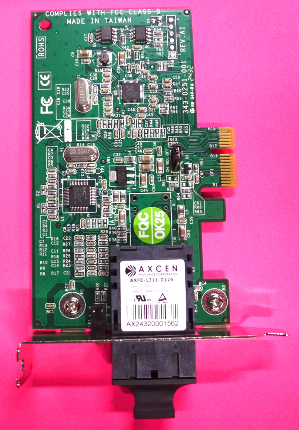 Axcen PCIE Fiber Optic Low Profile Network Card N-FXE-SC-02 AXFE-1311-0126