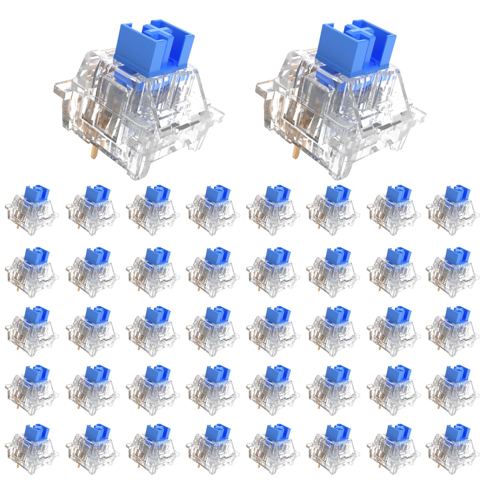 Outemu Keyboard Clickers for 3D Prints,45 Pcs Crystal Blue Keyboard Switch