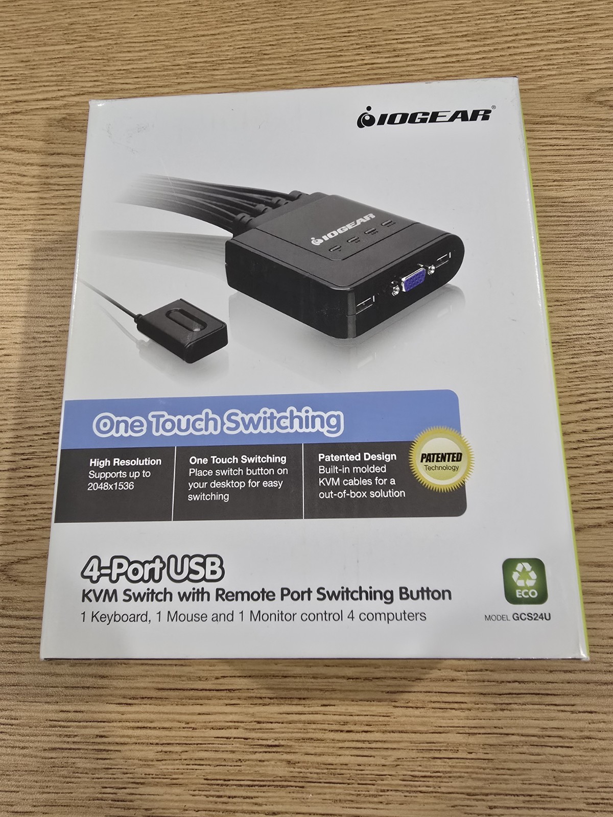 IOGEAR 4-Port USB KVM Switch W/ Remote Port Switching Button GCS24U NEW