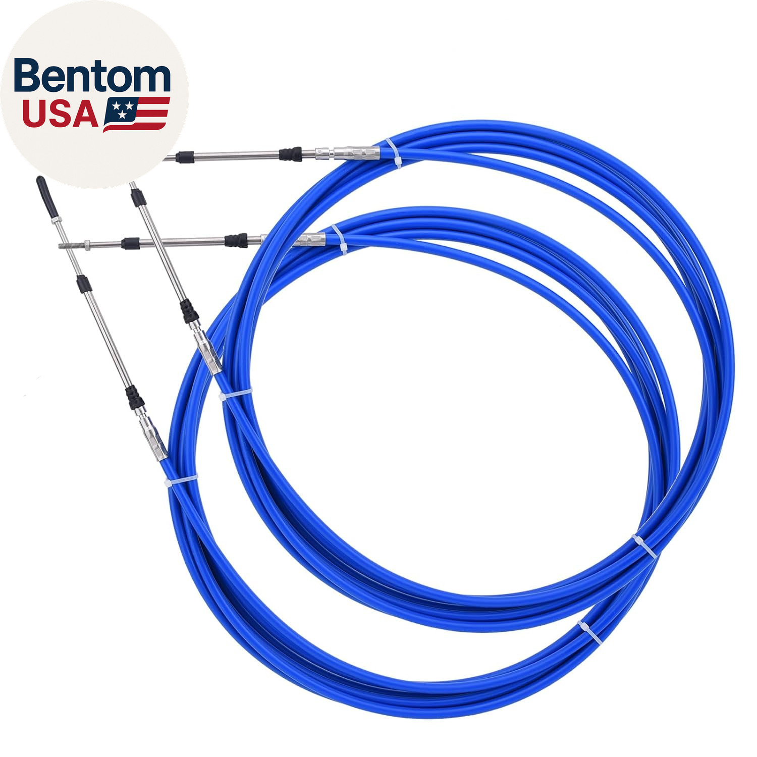Boat Throttle Control Cable 24 Feet (2Pcs Blue) Outboard Rotary Steering Cable f