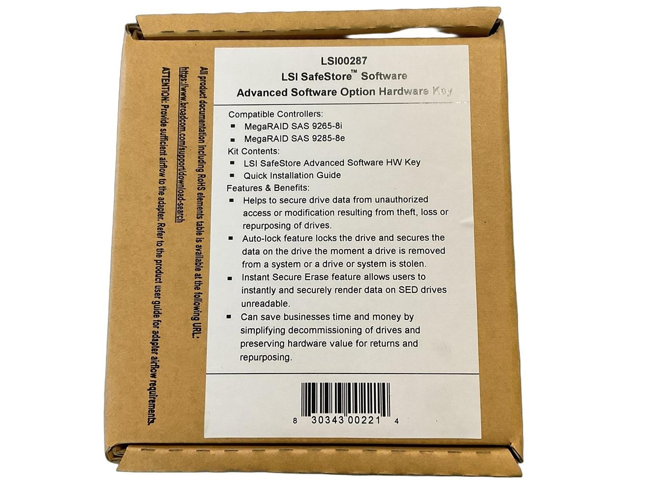 LSI00287 L3-25188-01A SafeStore Advance Feature Physical Key for 9361-8i 9460-16