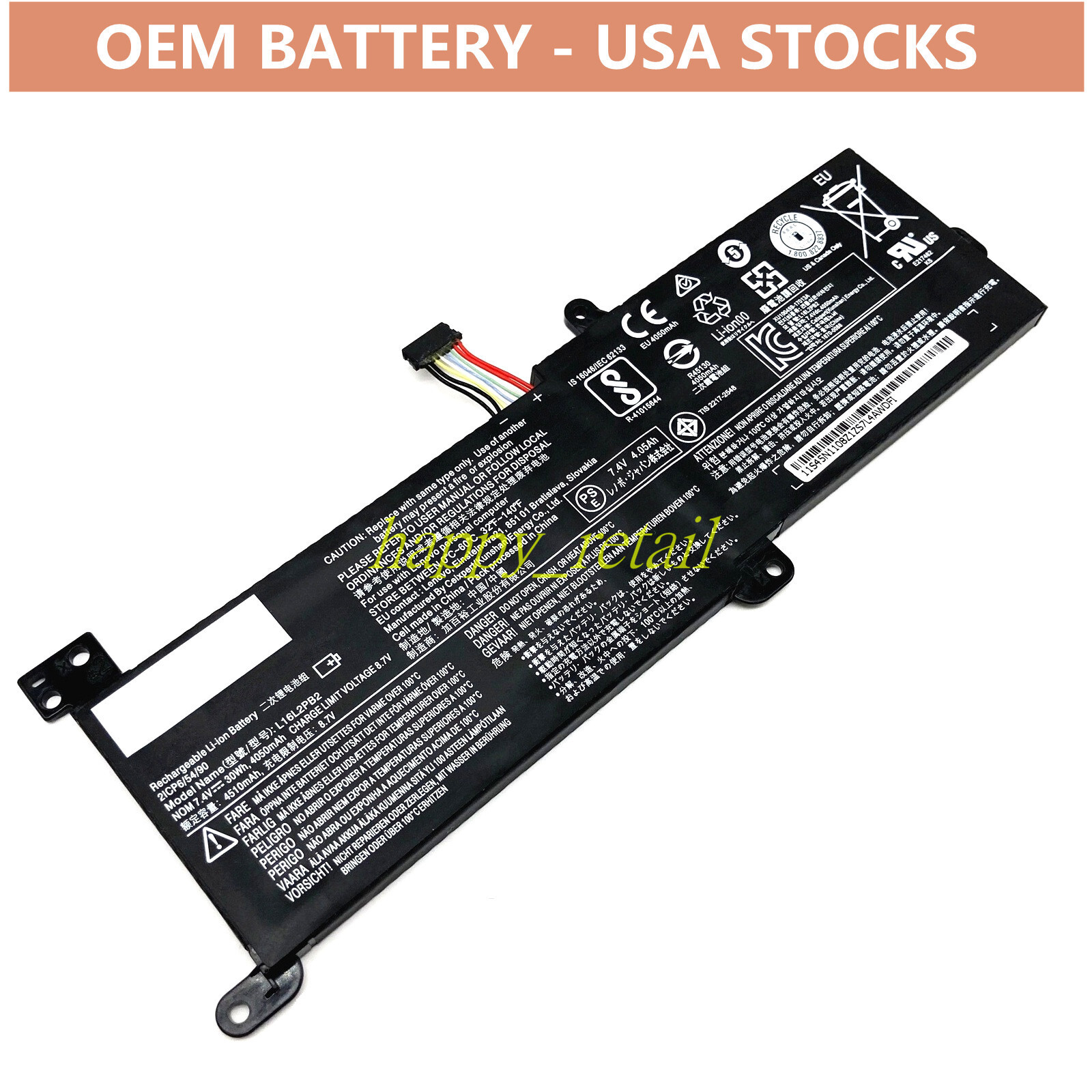 OEM Battery For Lenovo Ideapad 130-15AST S145-15IWL V145-15AST L17L2PF1 L17M2PB7
