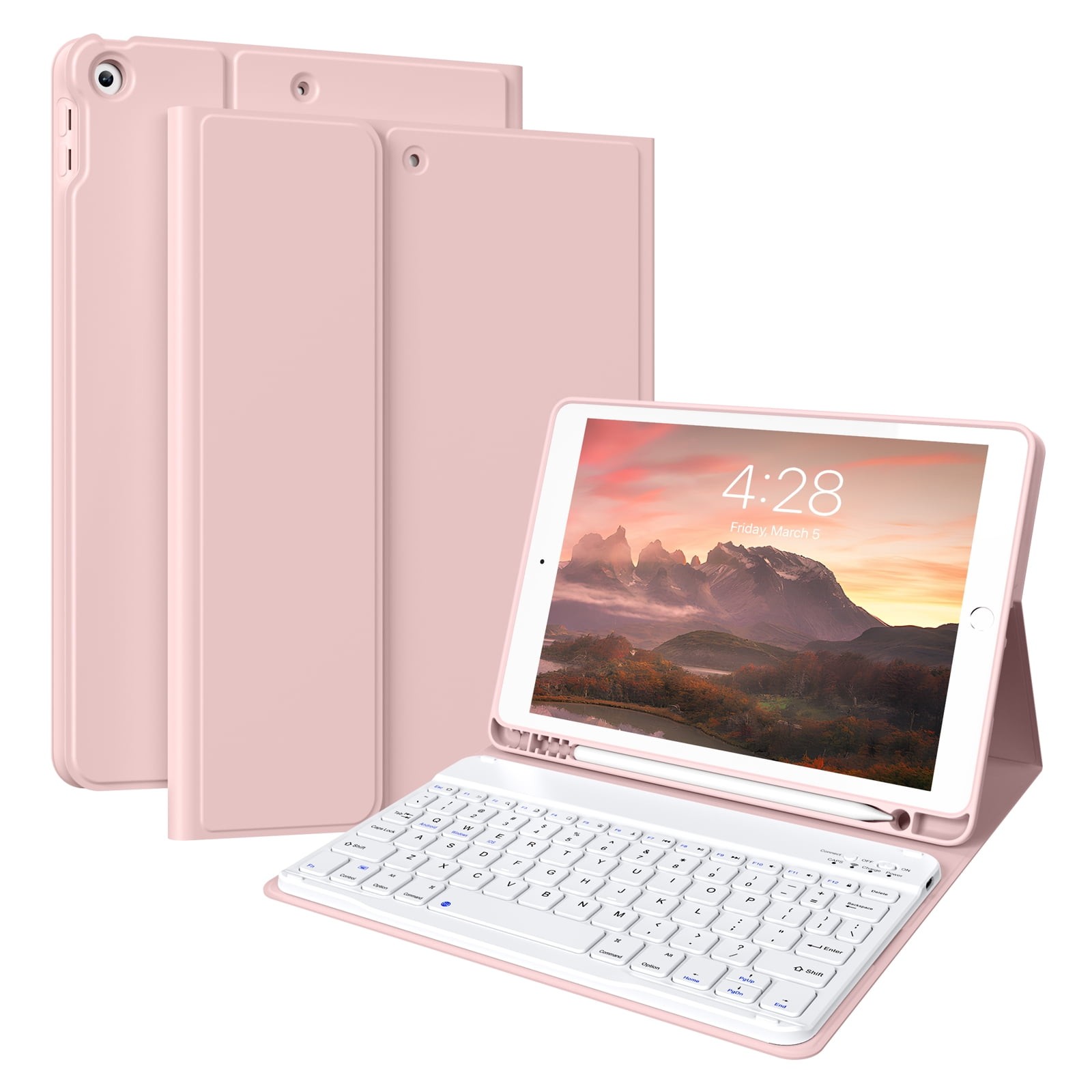 Aoub iPad Keyboard Case with Detachable Wireless Bluetooth Keyboard, Pencil