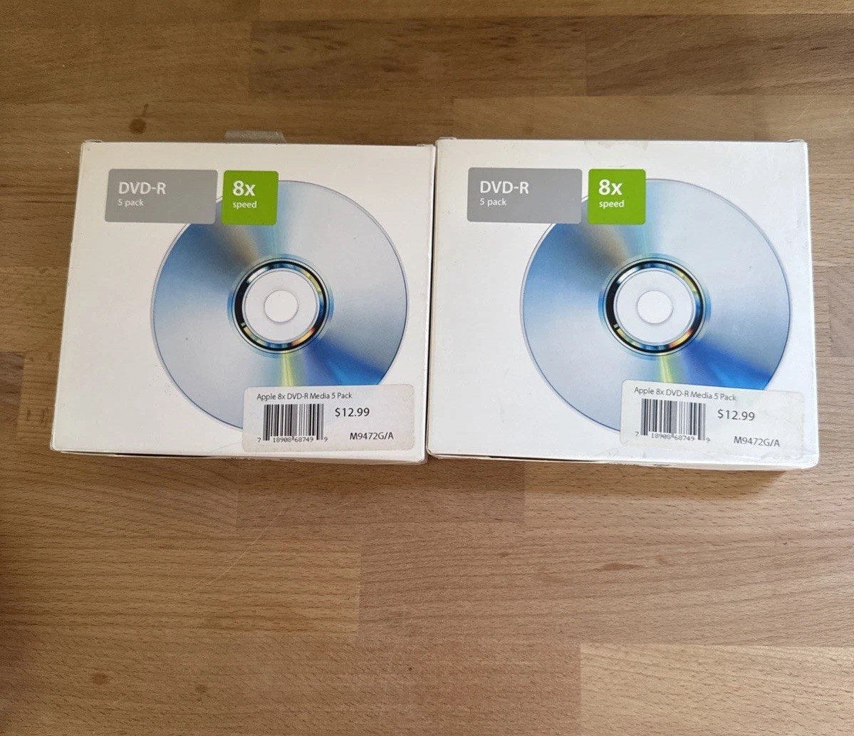 2 Packages Of Apple DVD- R 8x Speed Media Five Pack M9472G/A Recordable Disk