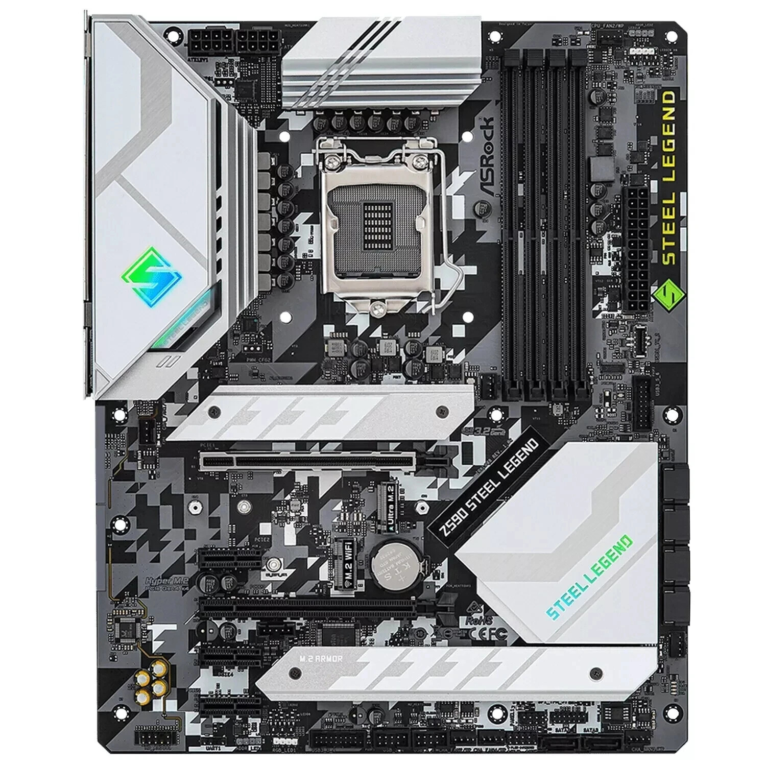 ASRock Z590 Steel Legend Motherboard ATX Intel Z590 LGA1200 DDR4 SATA3 M.2 HDMI