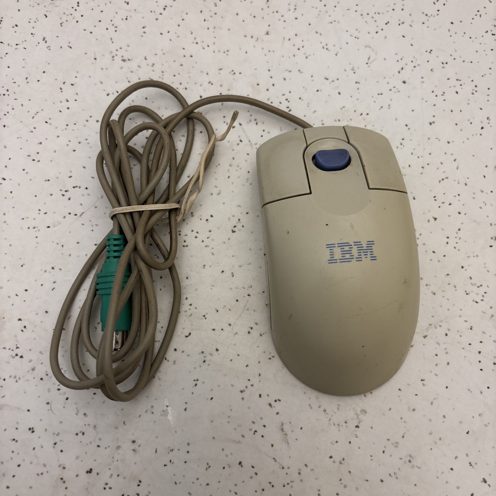 Vintage IBM Mouse MO09K PS/2 ScrollPoint II Ball Retro PC ~ Tan