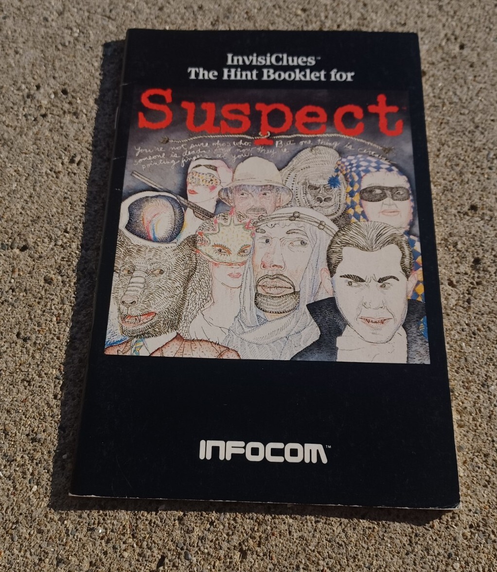 RARE INFOCOM computer video game SUSPECT INVISICLUES BOOK partially used VTG