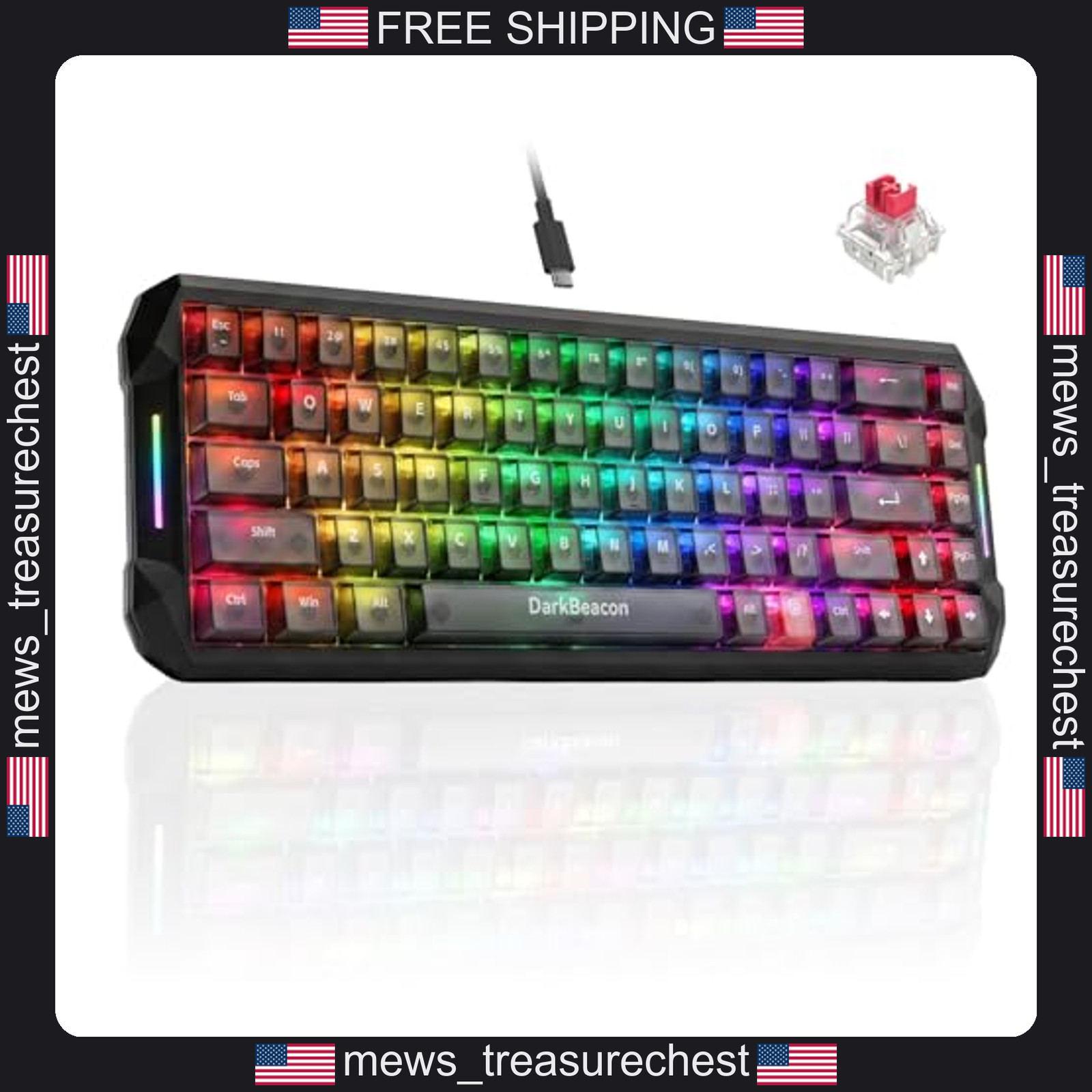 Gaming Mechanical Keyboard 68 Keys RGB Backlit Hall Effect Magnetic Switch