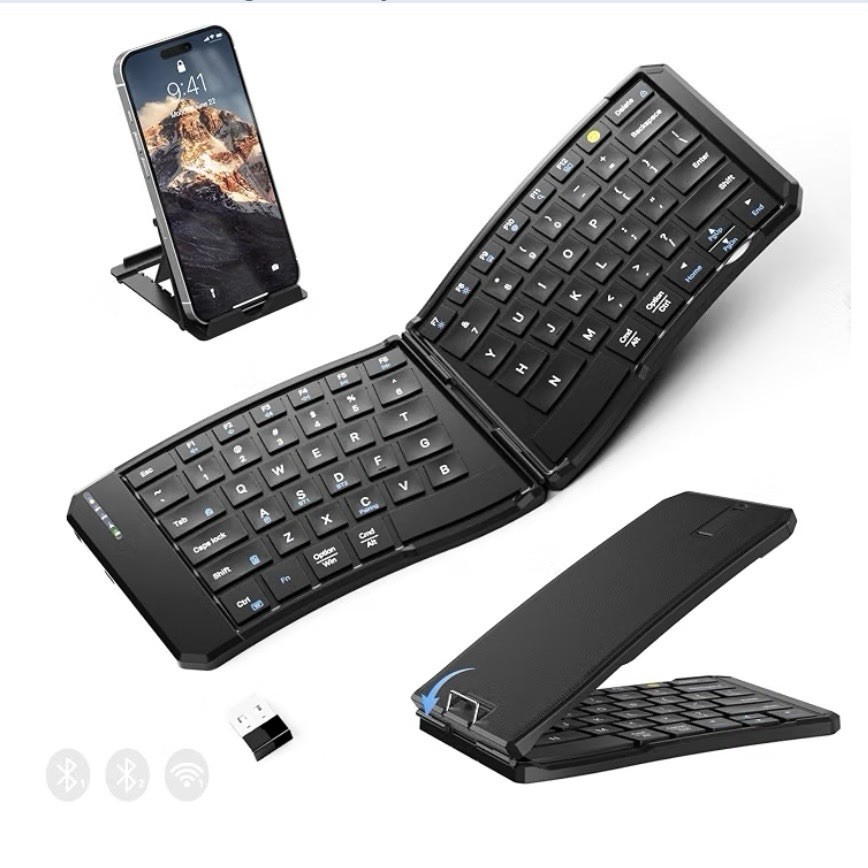 Omikamo Ergonomic Foldable Bluetooth Keyboard 3-Device Wireless Travel Slim