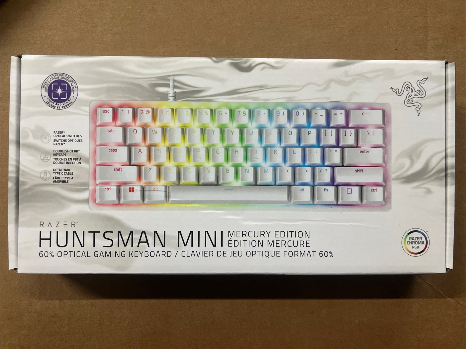 Razer Huntsman Mini 60% Wired Gaming Keyboard Mercury Edition