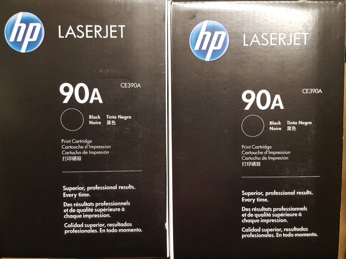 2 Genuine UNUSED HP 90A Toners Never Put into a Printer CE390A *UNUSED OPEN BOX*