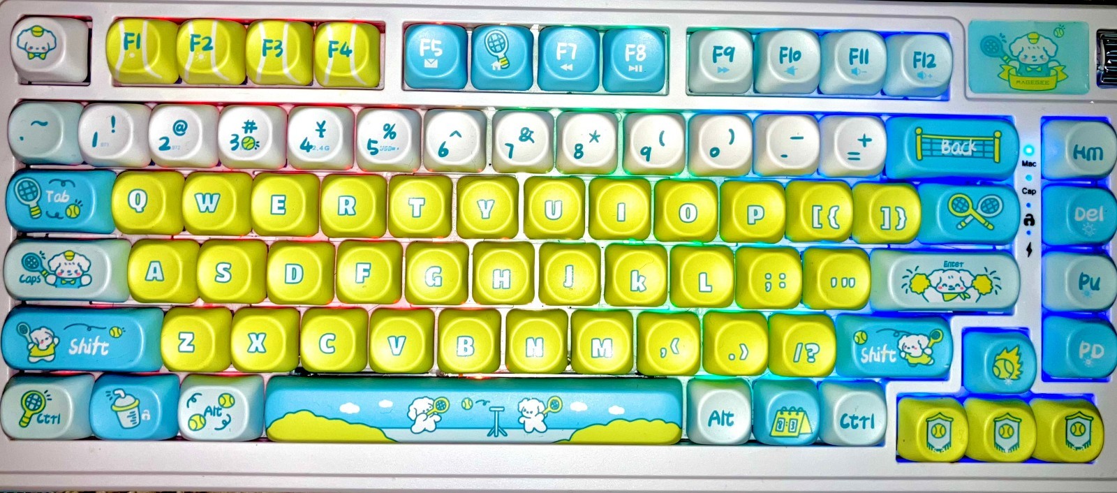 MageGee AIR75 Wireless Mechanical Keyboard Puppy Tennis Keycaps BT/Wired