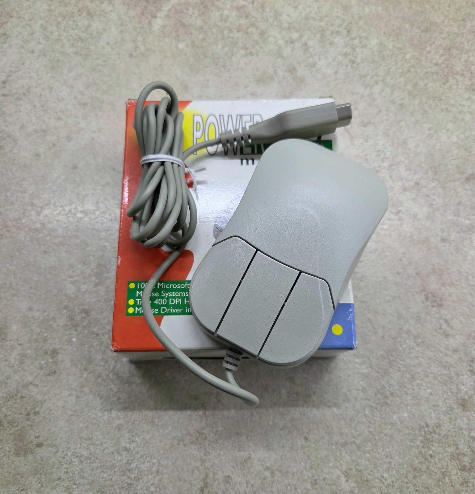 Vintage Power Click PC Mouse 400 DPI Microsoft Compatible Serial DB9 NOS Boxed