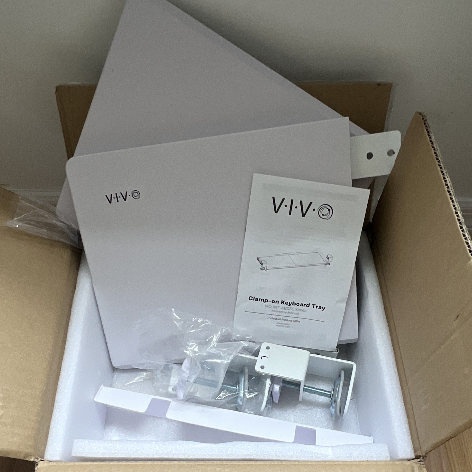 VIVO Clamp-On Keyboard Tray, White, Universal Compatibility, MOUNT-KB05E