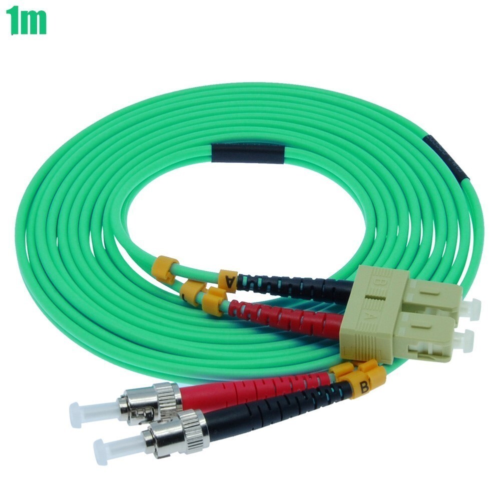 1M SC to ST OM3 10Gbps Duplex 50/125 Multi Mode Fiber Optic Optical Cable Aqua