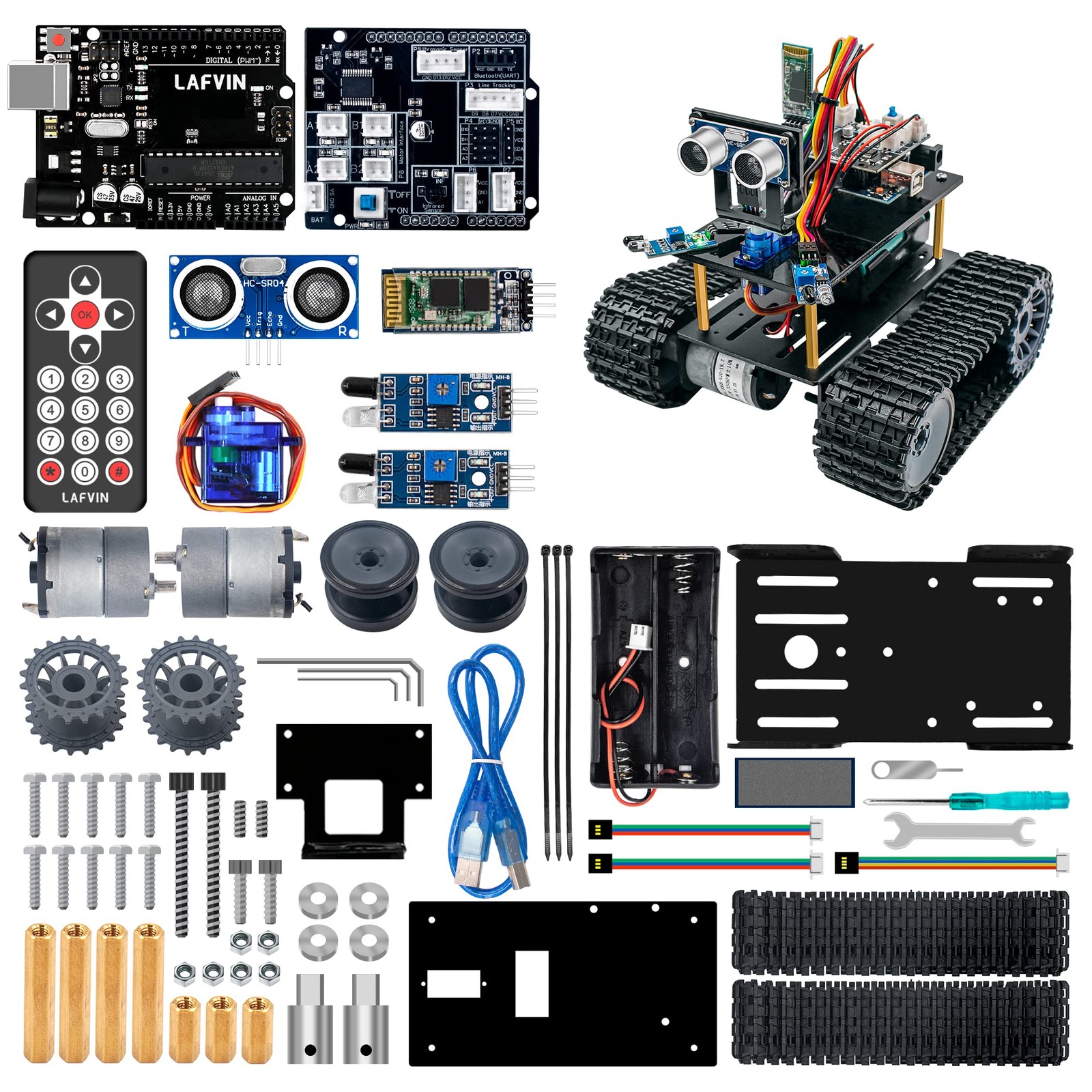 Programming Tank Smart Robot Car kit Support Mixly Blocks Coding/App Control ...