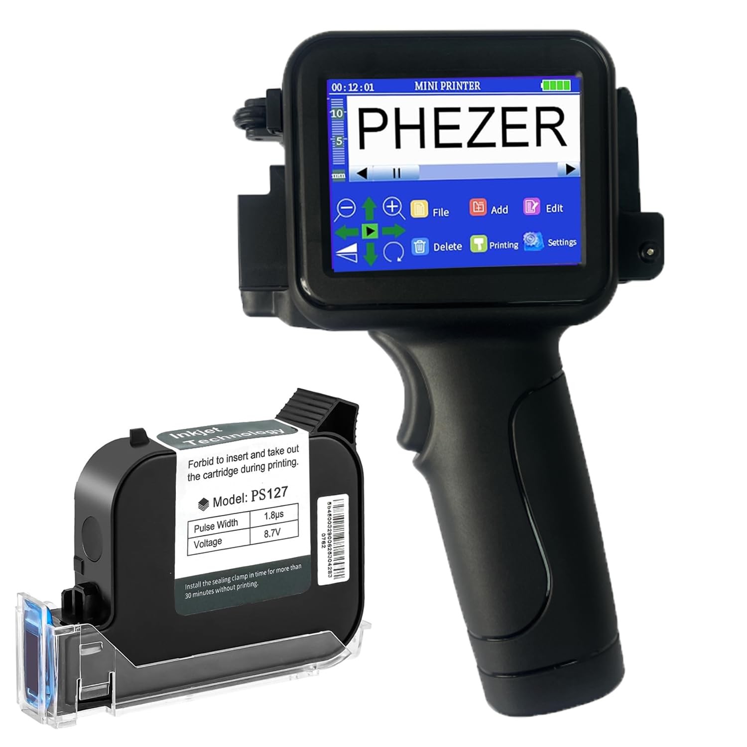 Phezer 12.7mm/0.5 Inch Portable Mini Handheld 0.5 inch, Black with PS127