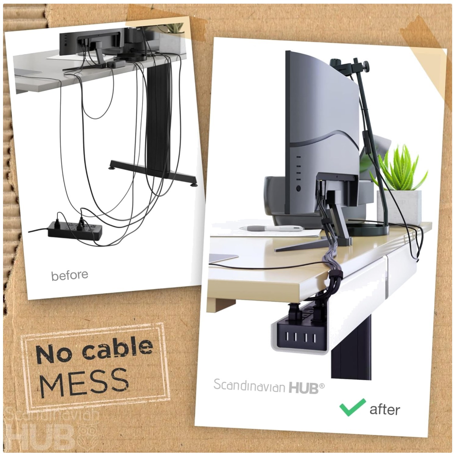 Efficient Under Desk Cable Organizer - Set of 2