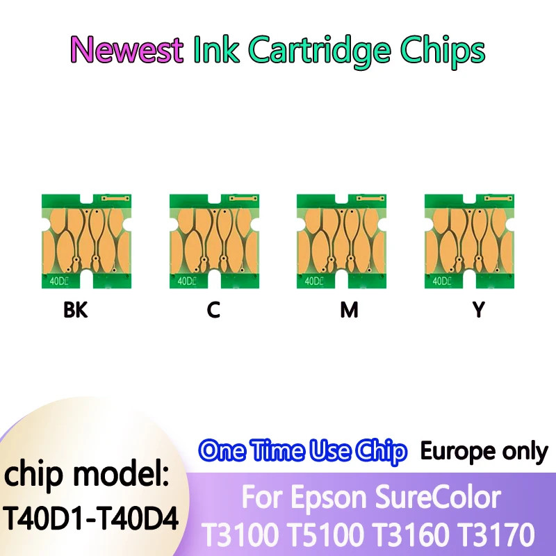 T40D1-T40D4 Ink Cartridge One Time Chip for Epson SureColor SC-T3100 SC-T5100