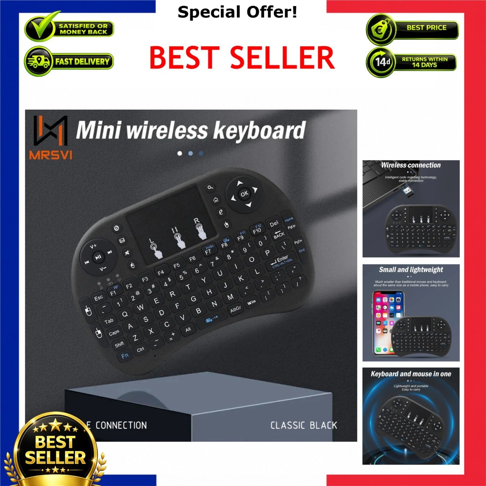 MRSVI I8 2.4G Mini Wireless Keyboard Air Mouse Remote Touchpad for Android TV