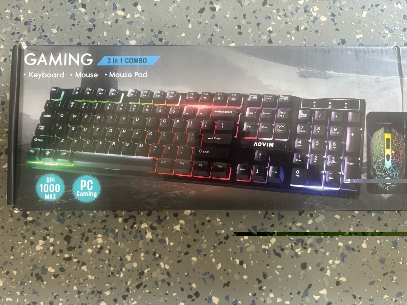 Aqvin QC20-G Gaming Keyboard, Mouse, Mouse Pad 3 In 1 Combo Rainbow Backlights 