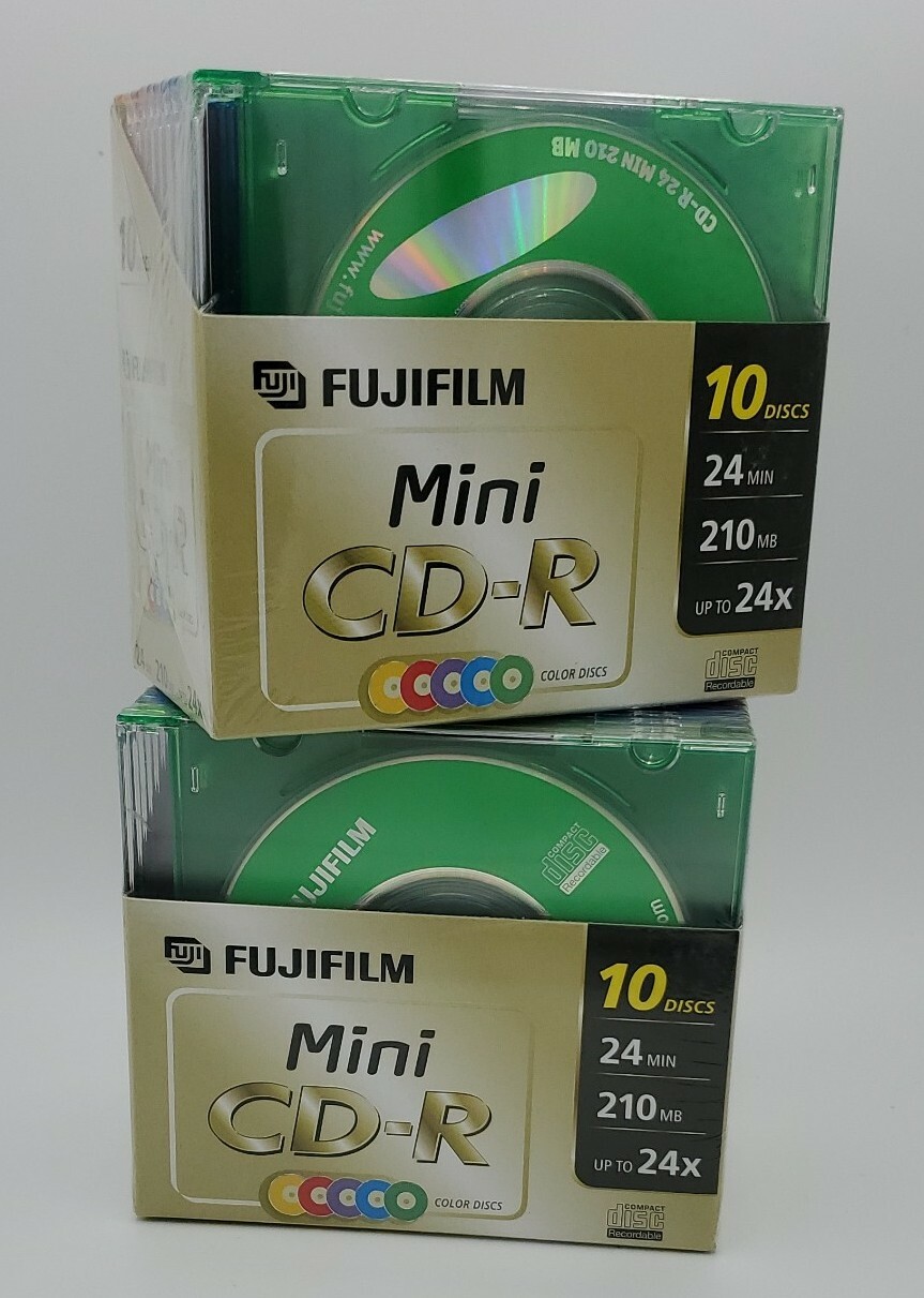  NEW Fujifilm Mini CD-R Two 10 Packs Five Color Discs 24 min. 210 MB up to 24X