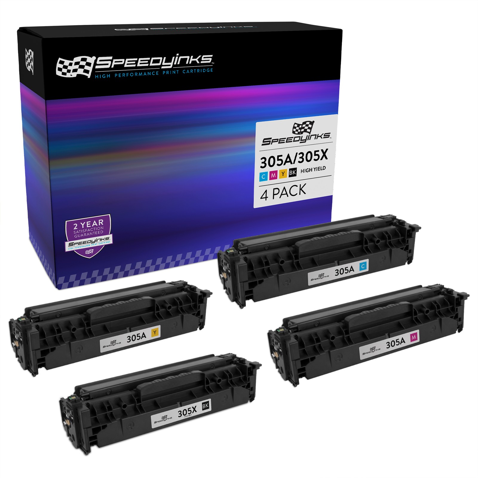 4PK Reman Toner Cartridge for HP 305A LaserJet Pro 400 Color M475dn M451nw Black
