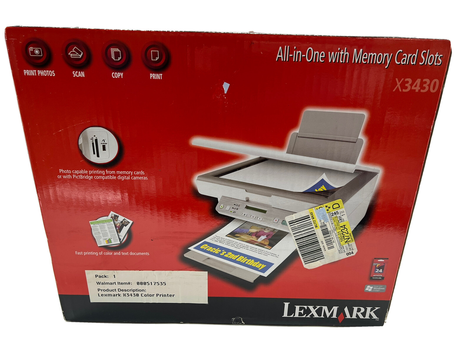 Inkjet Printer Lexmark X3430 All-in-one In With Memory Card Slots New In Box