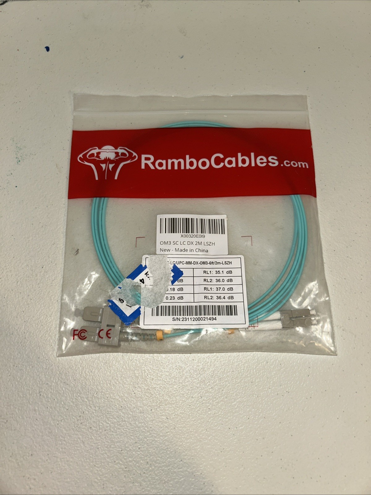 New OM3 SC LC DX MM Fiber Patch Cable, 2 Meters 6Ft Rambo cables
