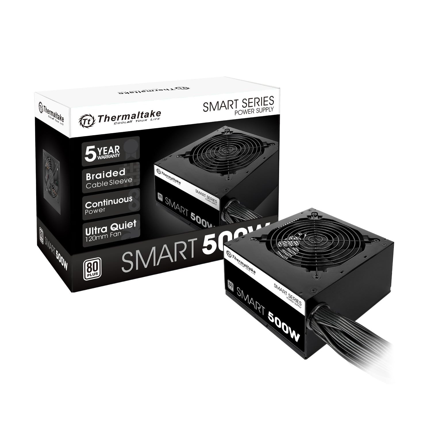 Smart 500W 80+ White Certified Continuous Power with 120mm Ultra Quiet Cooling